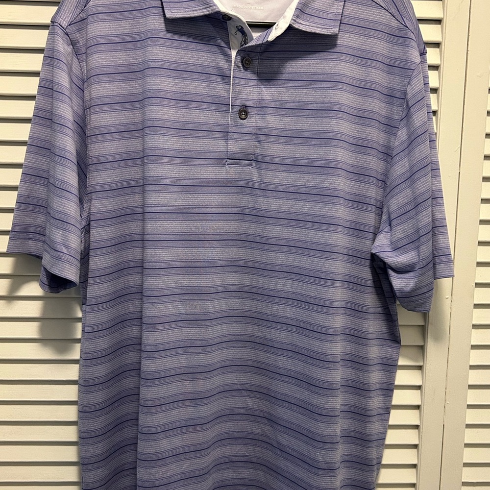 Men's Striped Polo Shirt - Purple